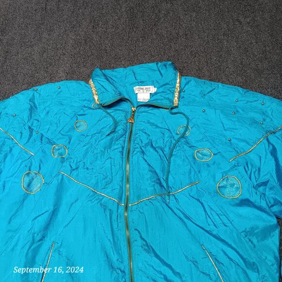 Vintage‎ Euro Joy Windbreaker Lightweight Jacket Women Large Blue - Picture 4 of 8